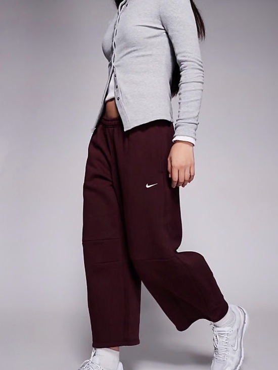 Nike Pants - Nike Phoenix Fleece Women’s Loose Mid- Rise Barrel Pants in Burhundy-Size small